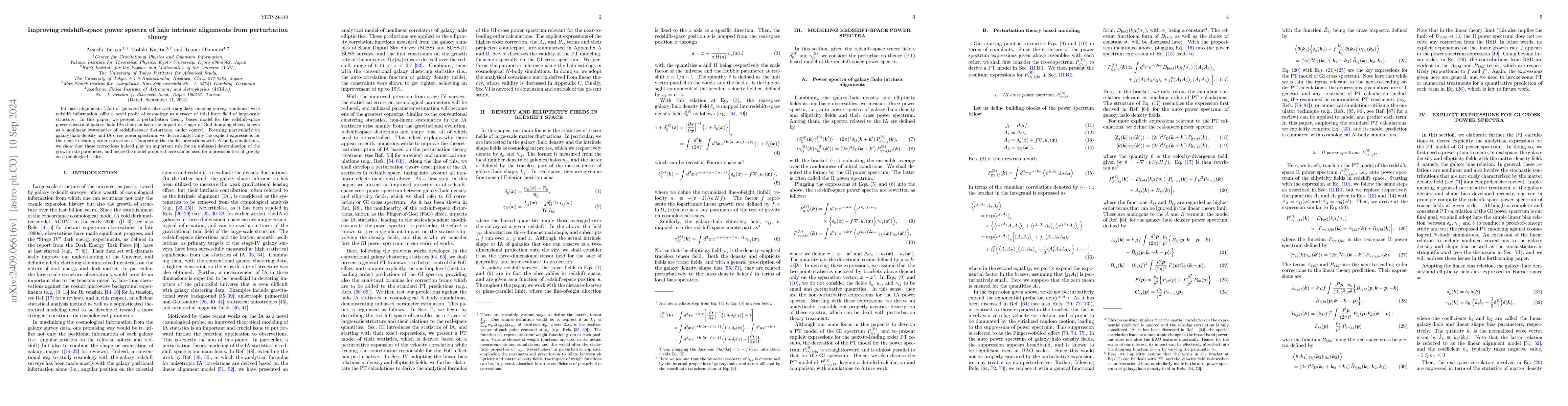 Thumbnail for Improving redshift-space power spectra of halo intrinsic alignments from
  perturbation theory