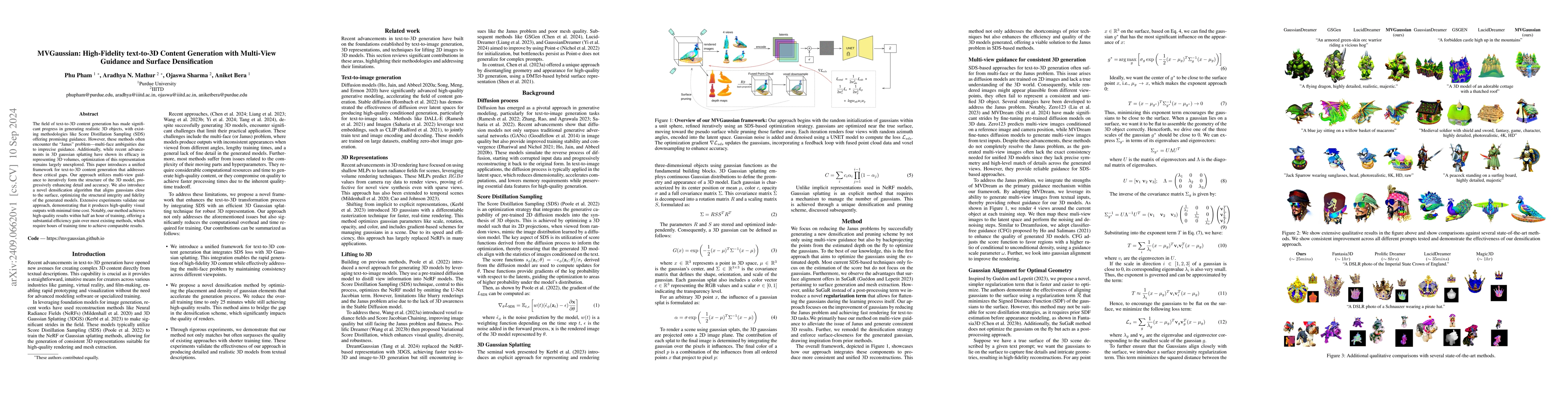 Thumbnail for MVGaussian: High-Fidelity text-to-3D Content Generation with Multi-View
  Guidance and Surface Densification