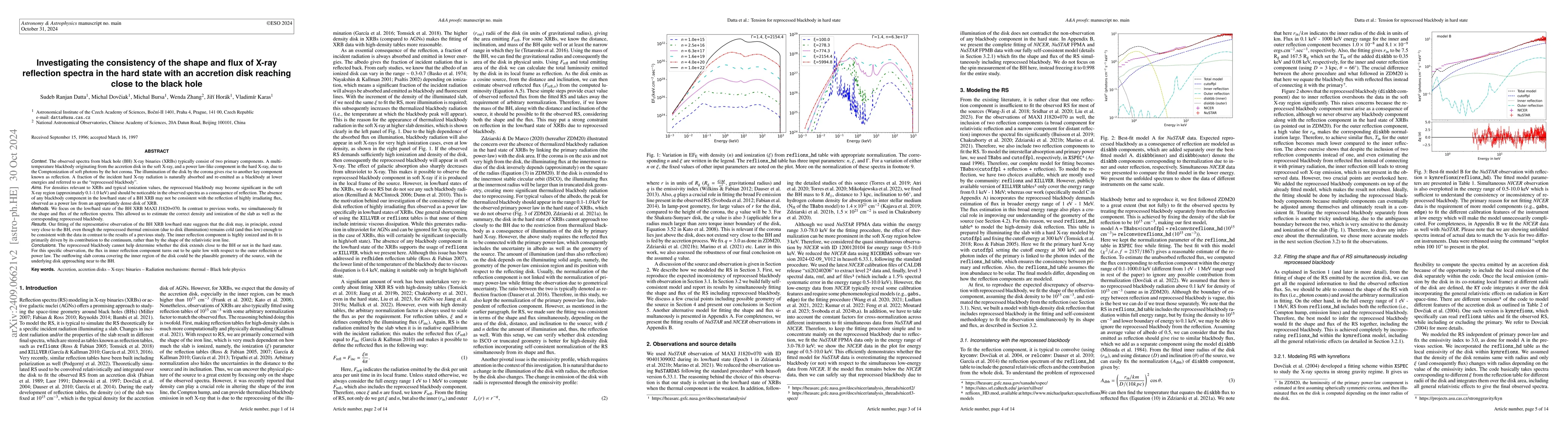 Thumbnail for Investigating the consistency of the shape and flux of X-ray reflection
  spectra in the hard state with an accretion disk reaching close to the black
  hole