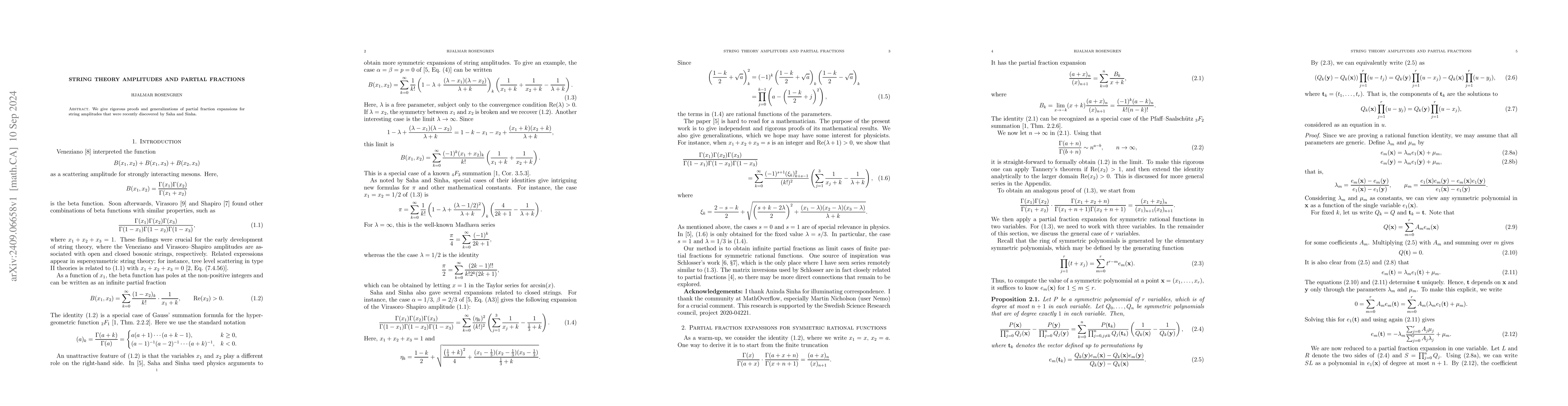 Thumbnail for String theory amplitudes and partial fractions