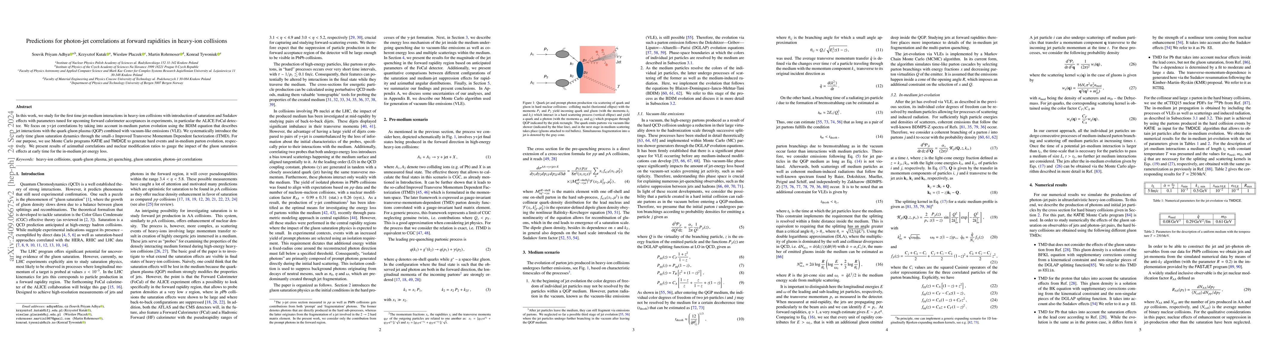 Thumbnail for Predictions for photon-jet correlations at forward rapidities in
  heavy-ion collisions
