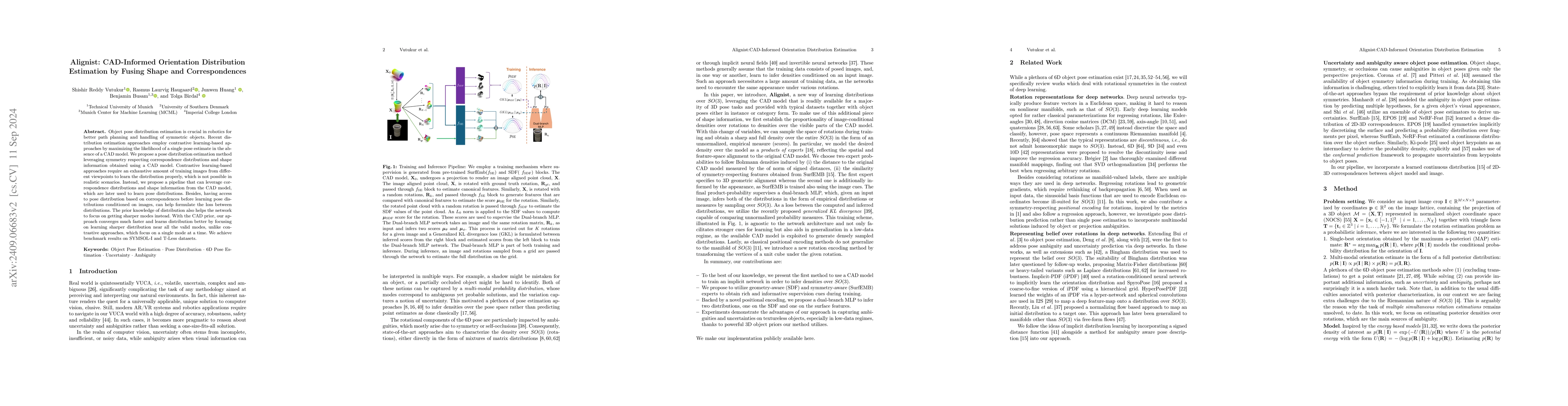 Thumbnail for Alignist: CAD-Informed Orientation Distribution Estimation by Fusing
  Shape and Correspondences