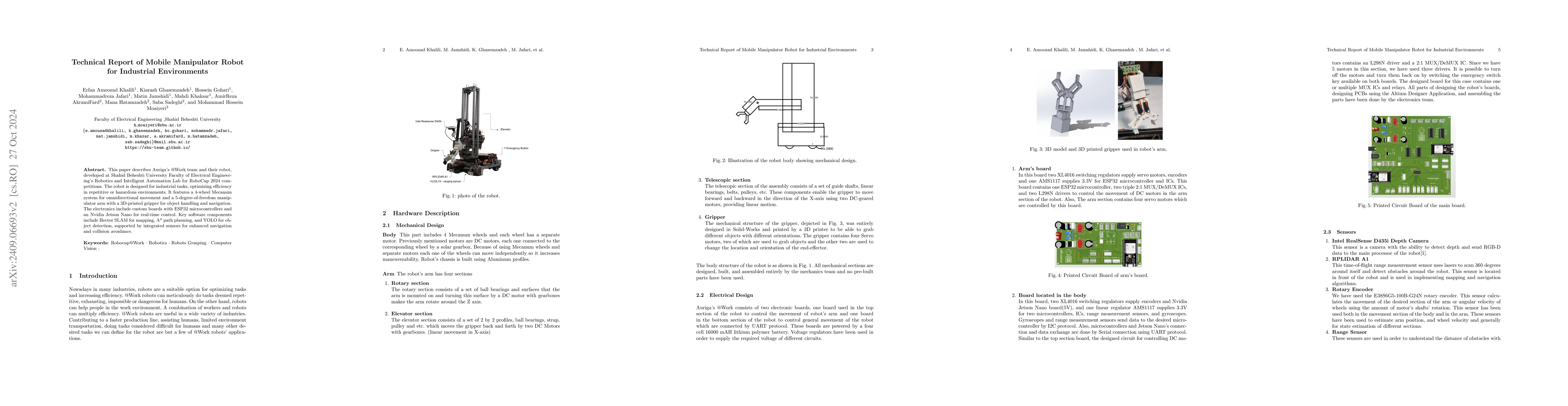 Thumbnail for Technical Report of Mobile Manipulator Robot for Industrial Environments