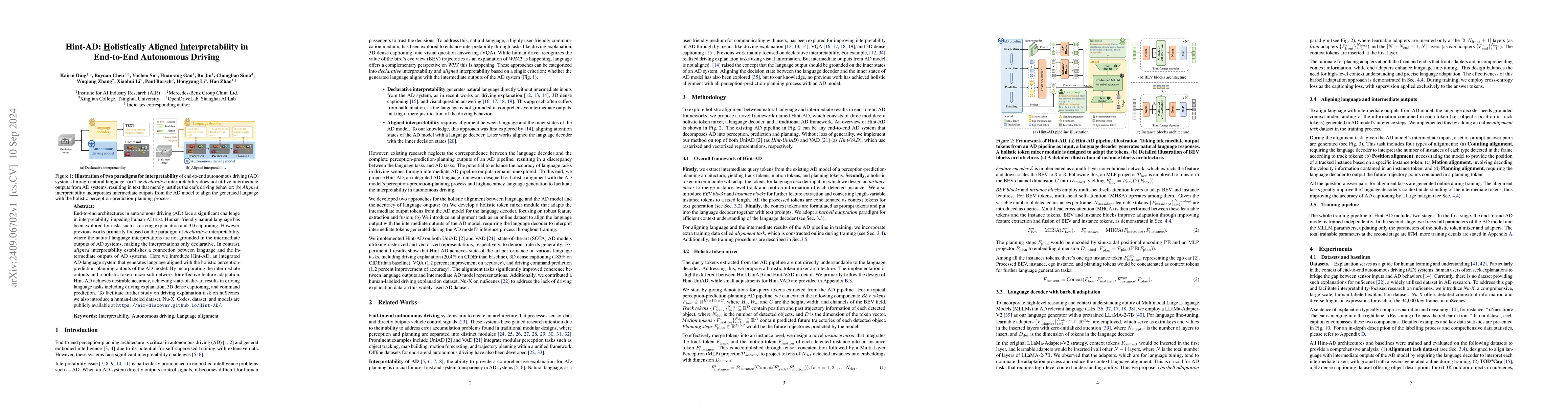 Thumbnail for Hint-AD: Holistically Aligned Interpretability in End-to-End Autonomous
  Driving
