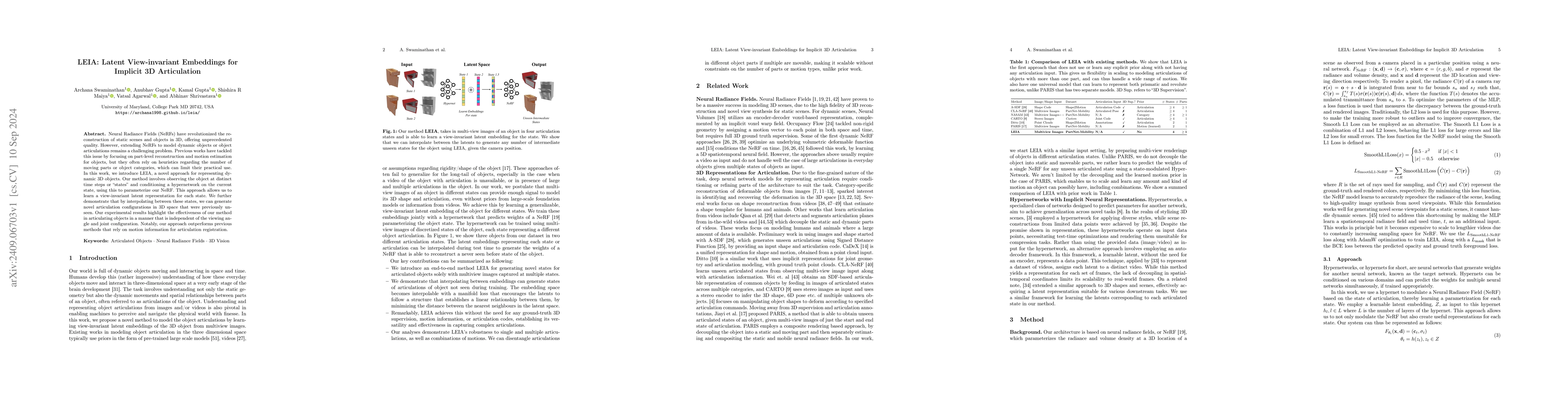 Thumbnail for LEIA: Latent View-invariant Embeddings for Implicit 3D Articulation