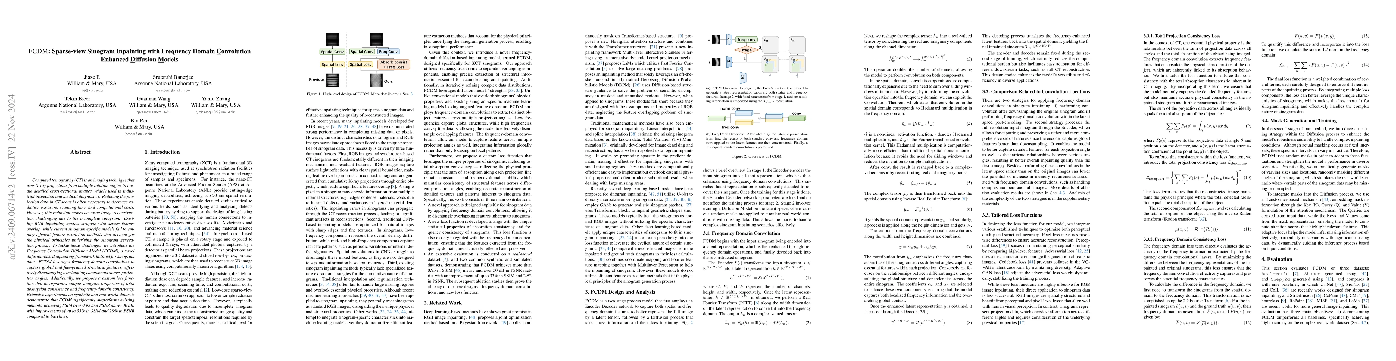 Thumbnail for FCDM: Sparse-view Sinogram Inpainting with Frequency Domain Convolution
  Enhanced Diffusion Models