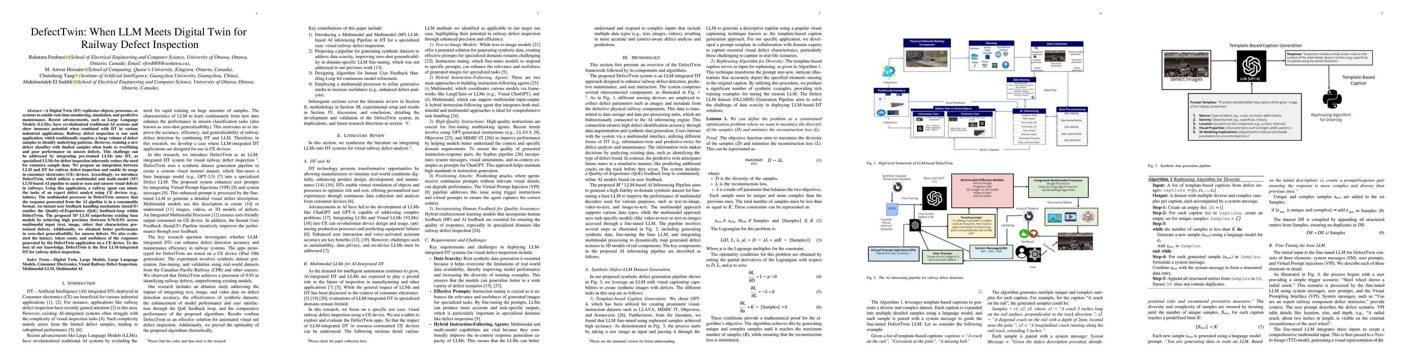 Thumbnail for DefectTwin: When LLM Meets Digital Twin for Railway Defect Inspection