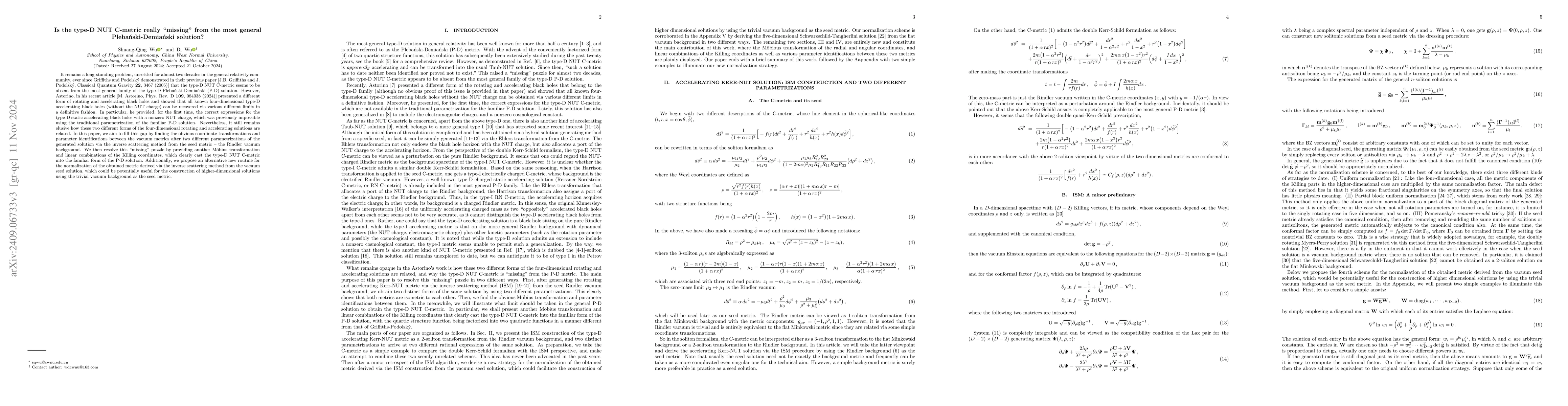 Thumbnail for Is the type-D NUT C-metric really "missing" from the most general
  Plebański-Demiański solution?