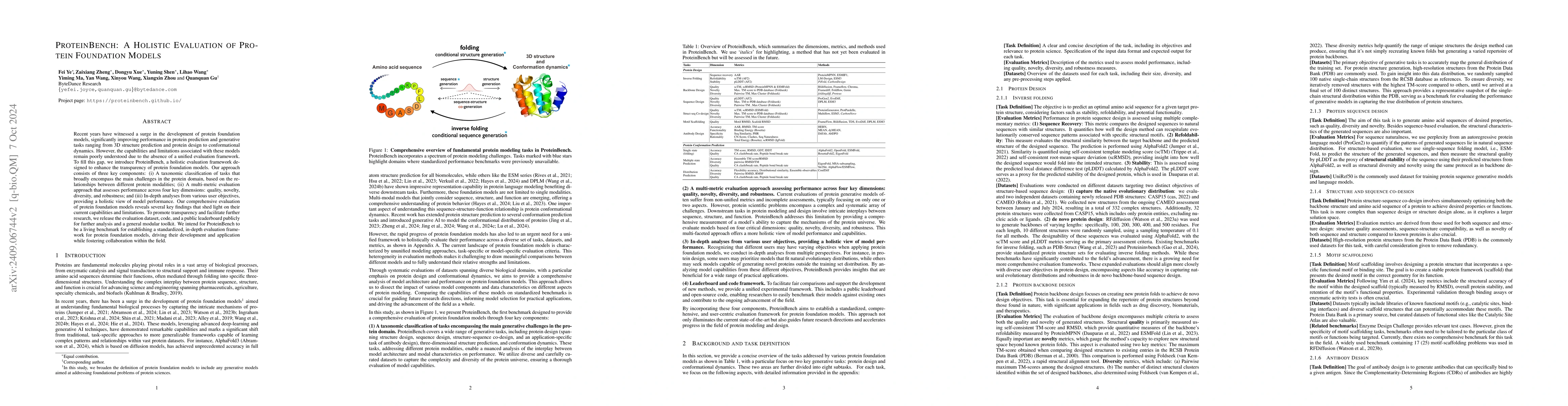 Thumbnail for ProteinBench: A Holistic Evaluation of Protein Foundation Models