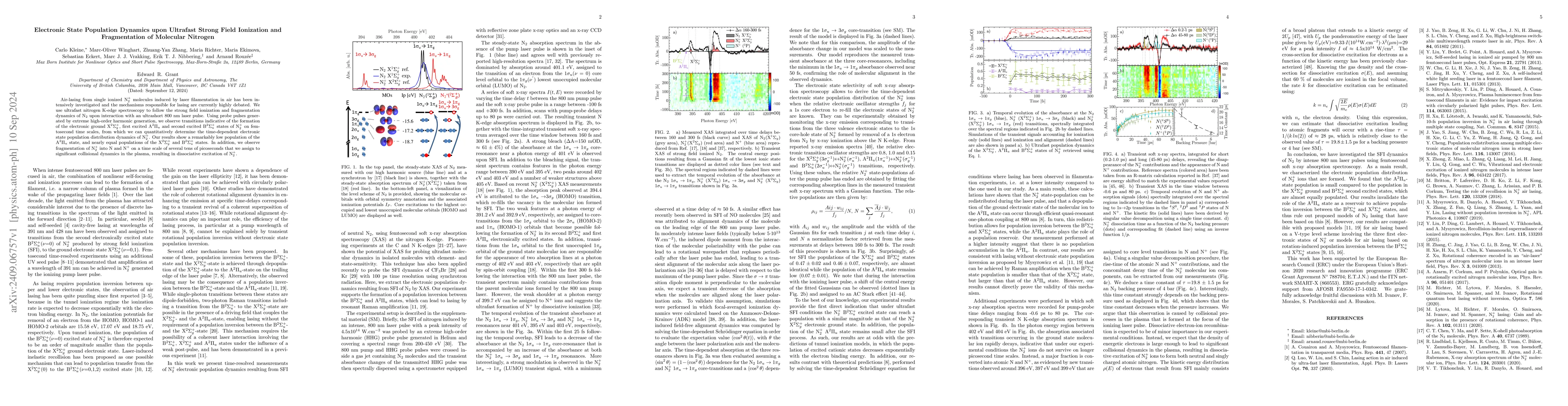 Thumbnail for Electronic State Population Dynamics upon Ultrafast Strong Field
  Ionization and Fragmentation of Molecular Nitrogen