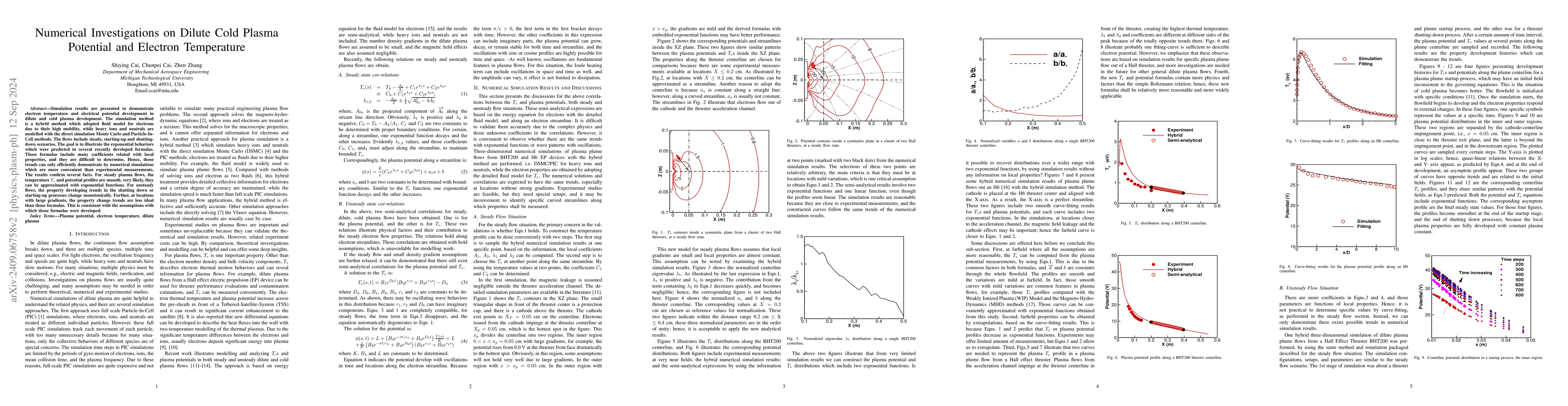 Thumbnail for Numerical Investigations on Dilute Cold Plasma Potential and Electron
  Temperature