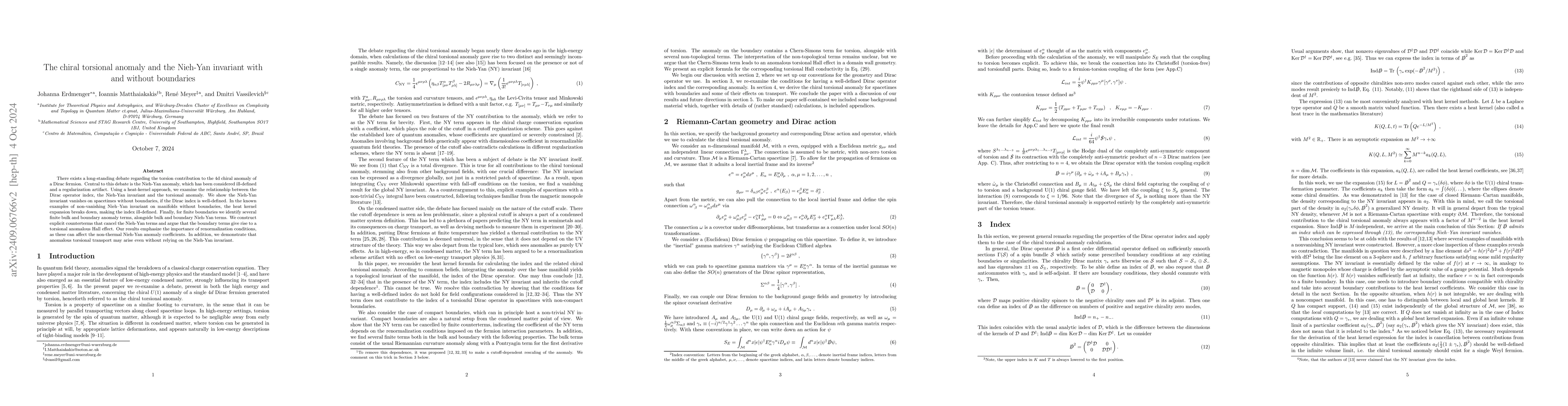Thumbnail for The chiral torsional anomaly and the Nieh-Yan invariant with and without
  boundaries