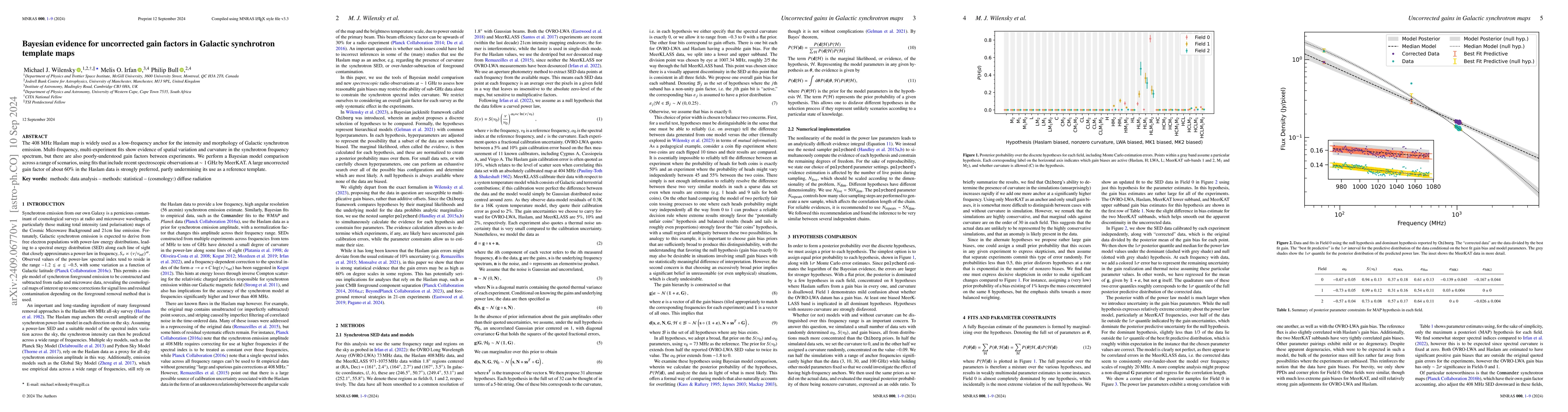 Thumbnail for Bayesian evidence for uncorrected gain factors in Galactic synchrotron
  template maps