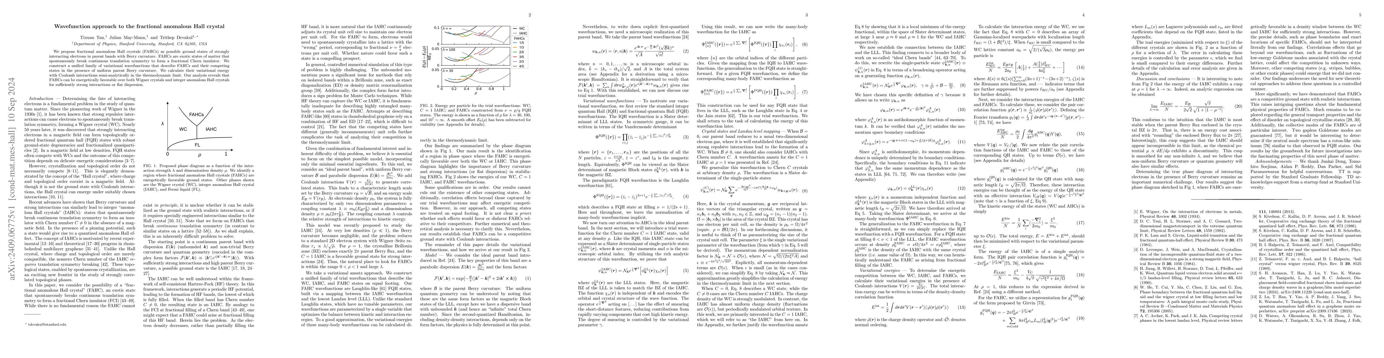 Thumbnail for Wavefunction approach to the fractional anomalous Hall crystal