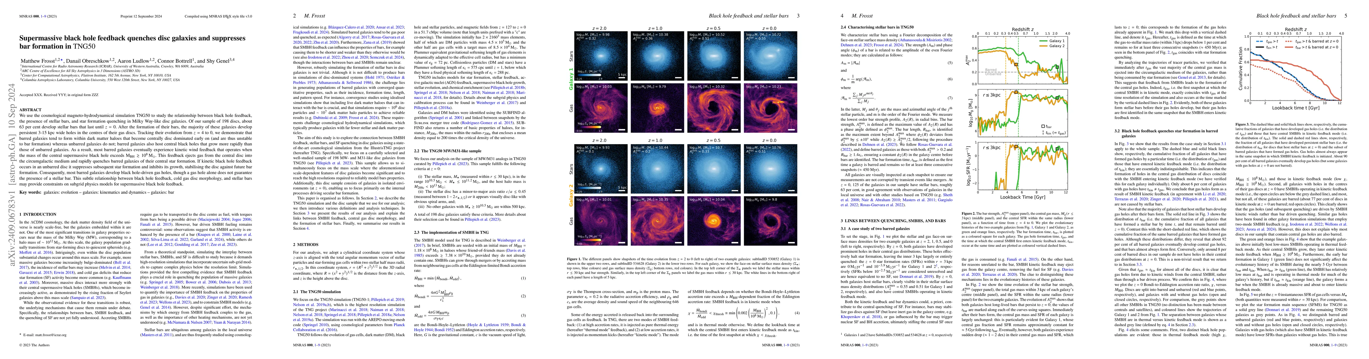 Thumbnail for Supermassive black hole feedback quenches disc galaxies and suppresses
  bar formation in TNG50