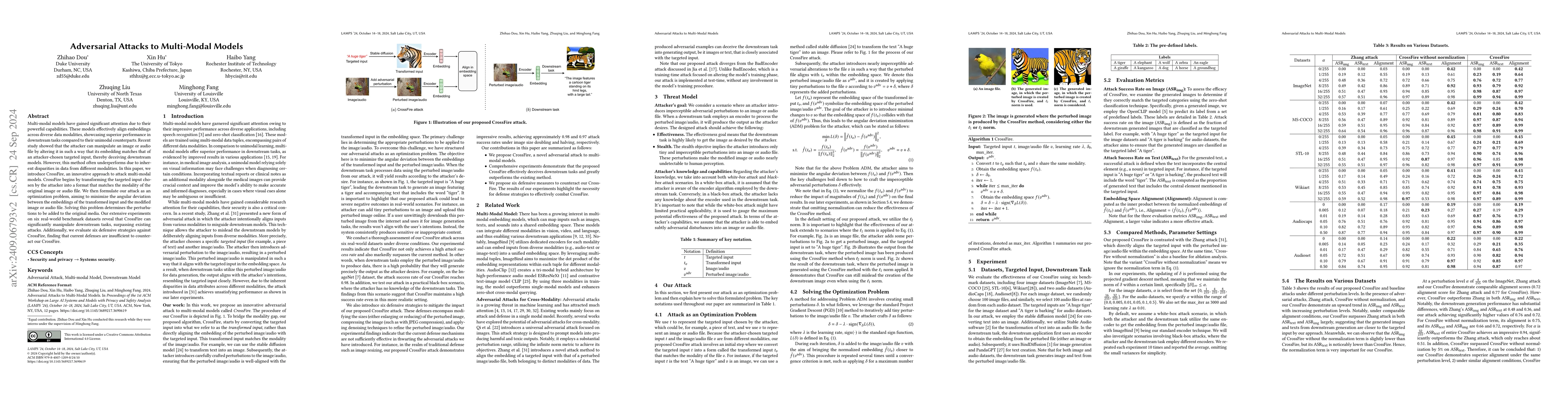 Thumbnail for Adversarial Attacks to Multi-Modal Models
