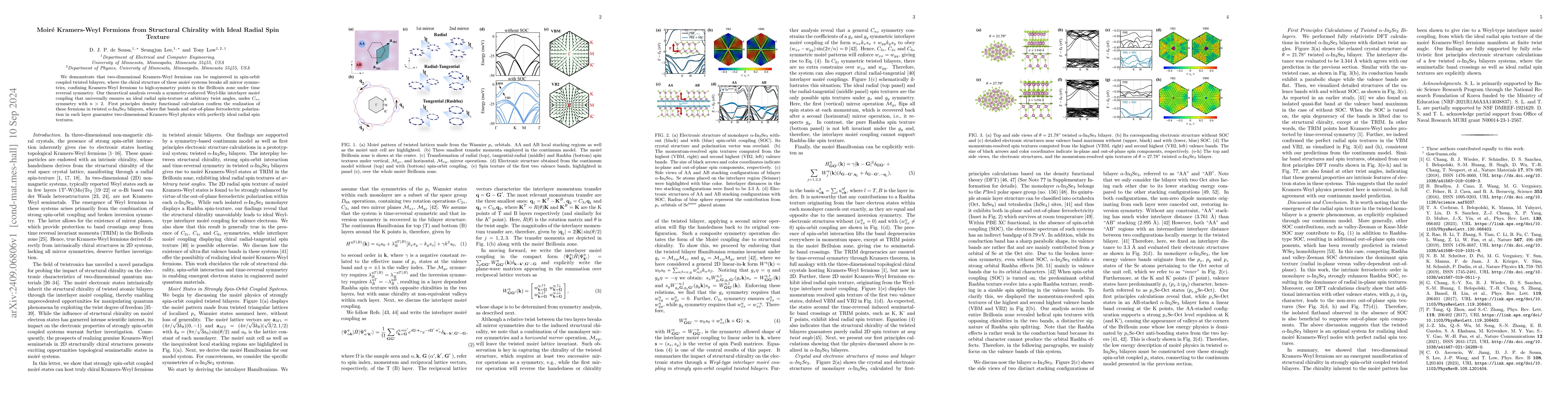 Thumbnail for Moiré Kramers-Weyl Fermions from Structural Chirality with Ideal
  Radial Spin Texture