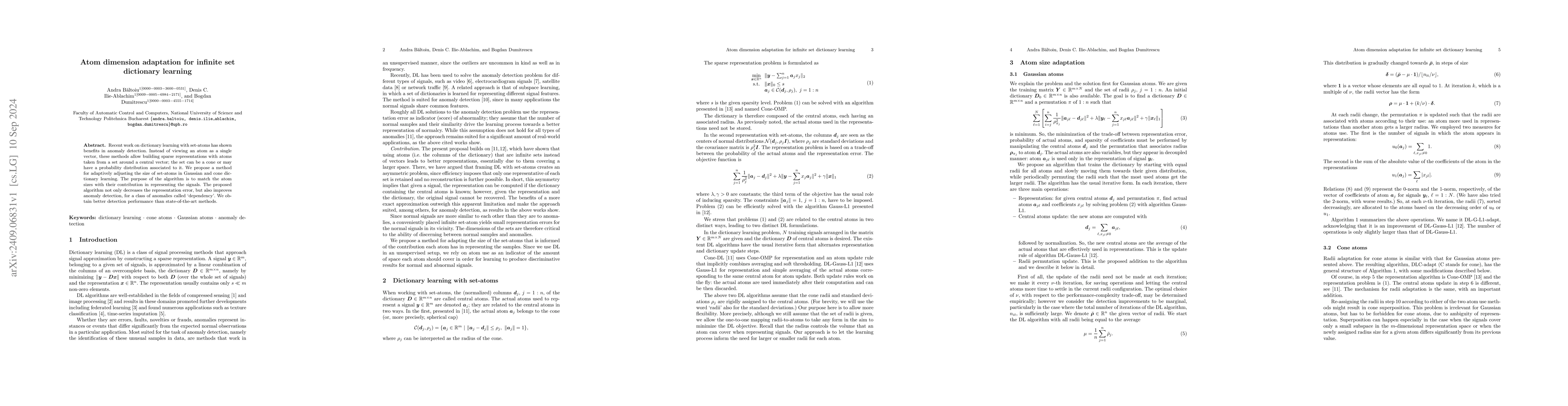 Thumbnail for Atom dimension adaptation for infinite set dictionary learning