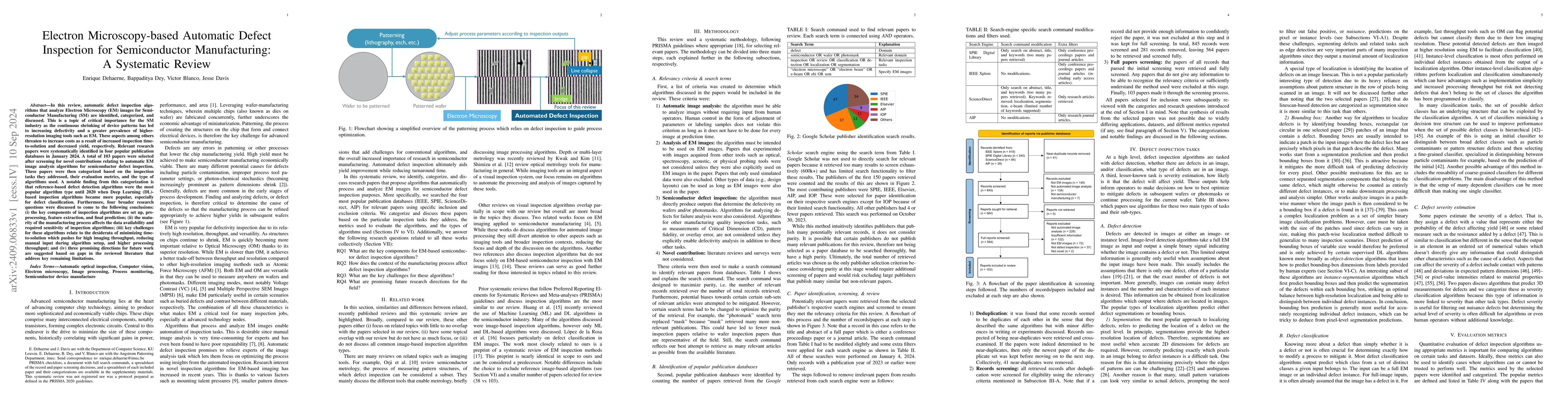 Thumbnail for Electron Microscopy-based Automatic Defect Inspection for Semiconductor
  Manufacturing: A Systematic Review