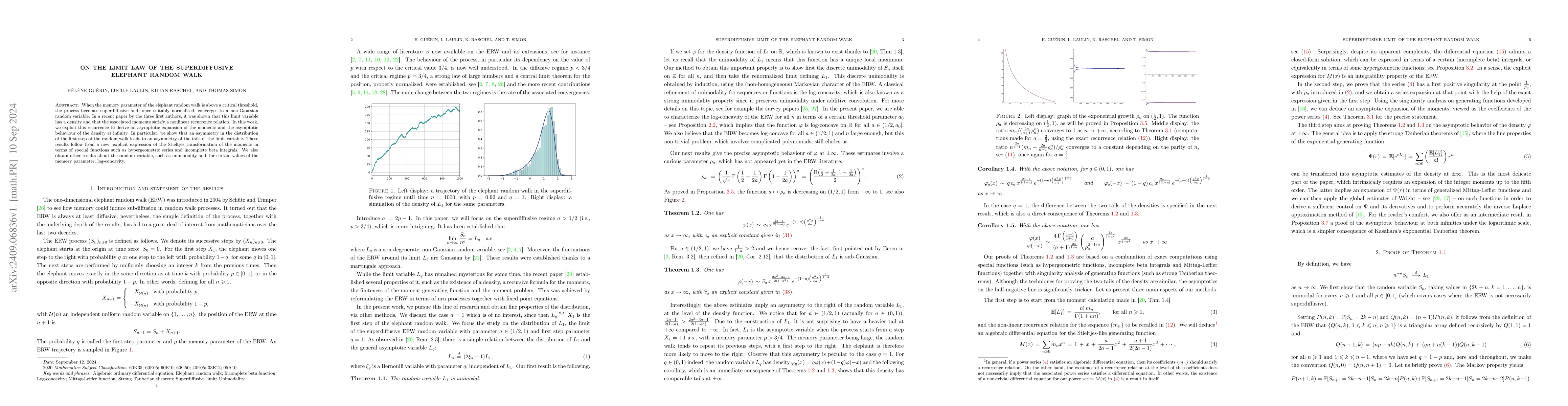 Thumbnail for On the limit law of the superdiffusive elephant random walk