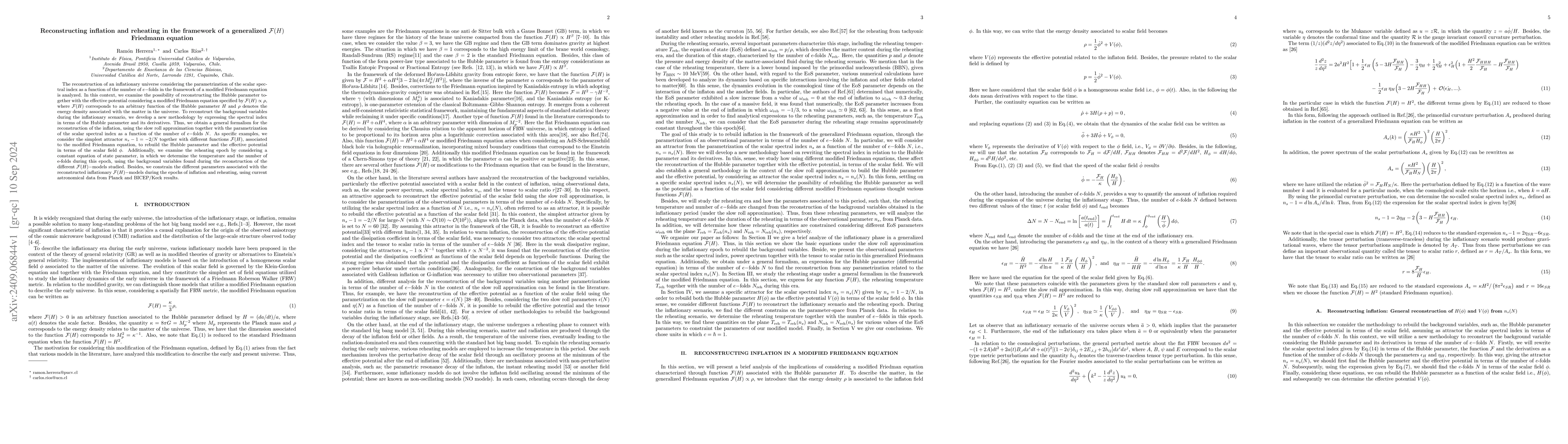 Thumbnail for Reconstructing inflation and reheating in the framework of a generalized
  $\mathcal{F}(H)$ Friedmann equation