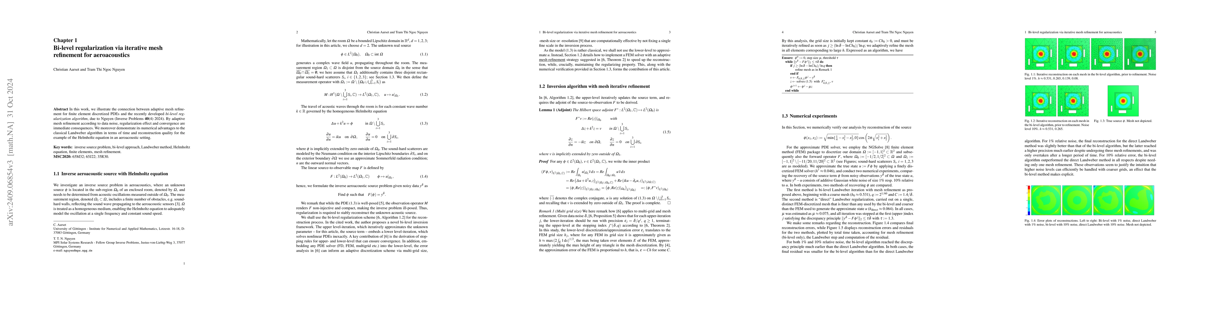 Thumbnail for Bi-level regularization via iterative mesh refinement for aeroacoustics