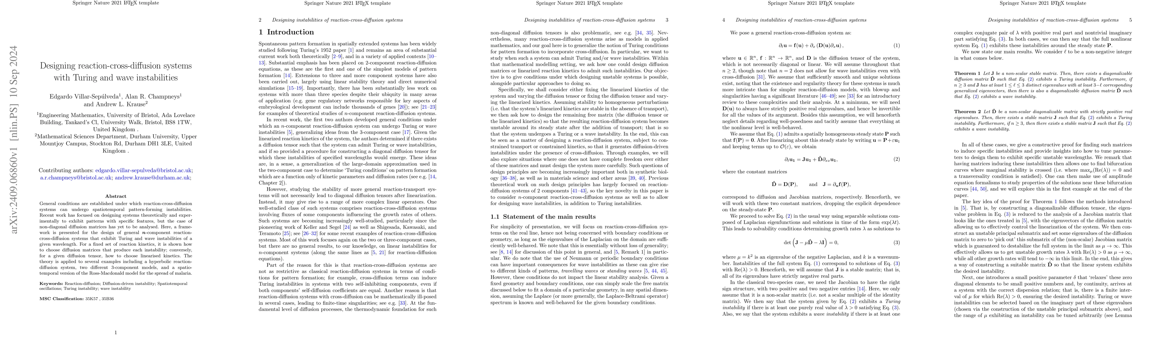 Thumbnail for Designing reaction-cross-diffusion systems with Turing and wave
  instabilities