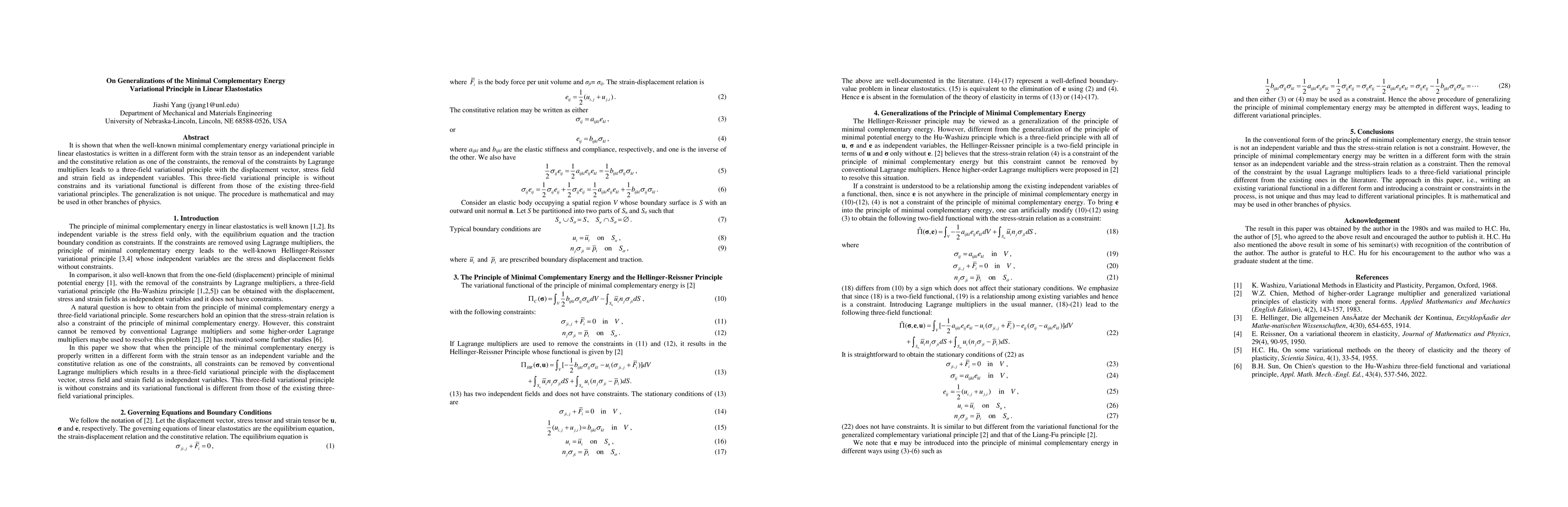 Thumbnail for On Generalizations of the Minimal Complementary Energy Variational
  Principle in Linear Elastostatics