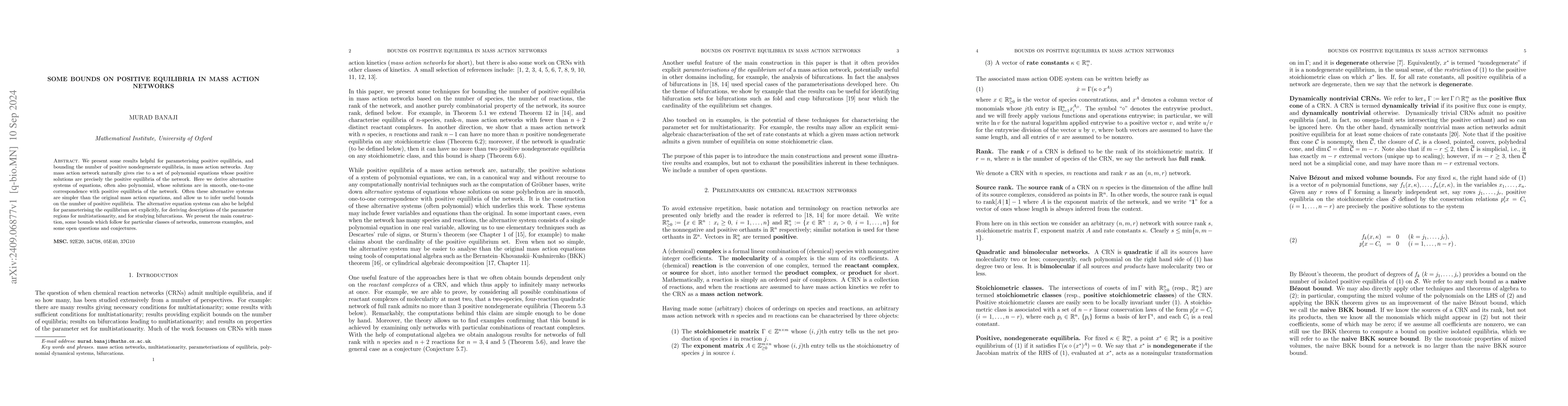 Thumbnail for Some bounds on positive equilibria in mass action networks