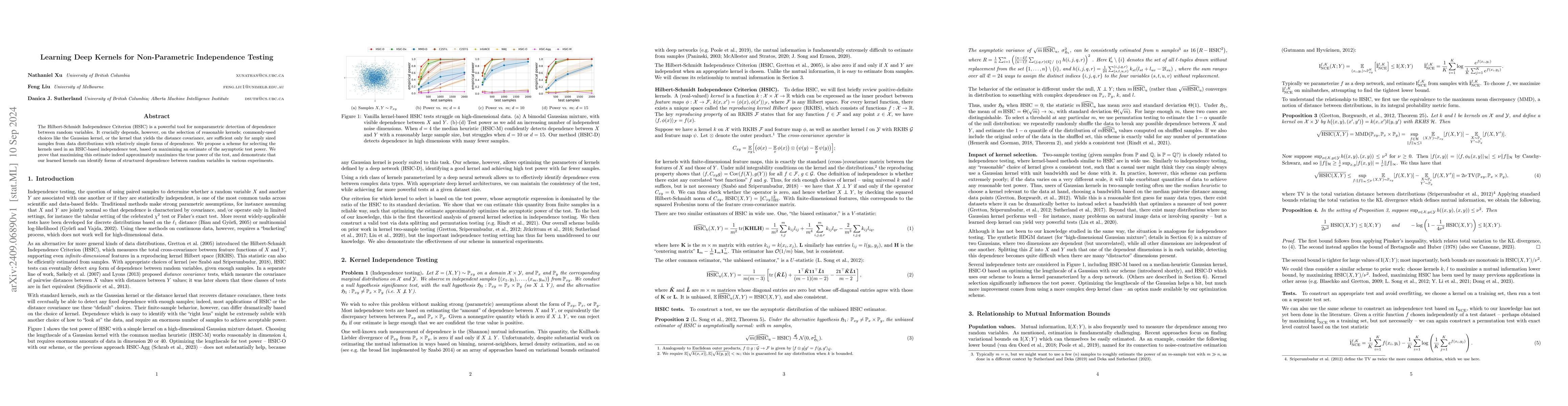 Thumbnail for Learning Deep Kernels for Non-Parametric Independence Testing