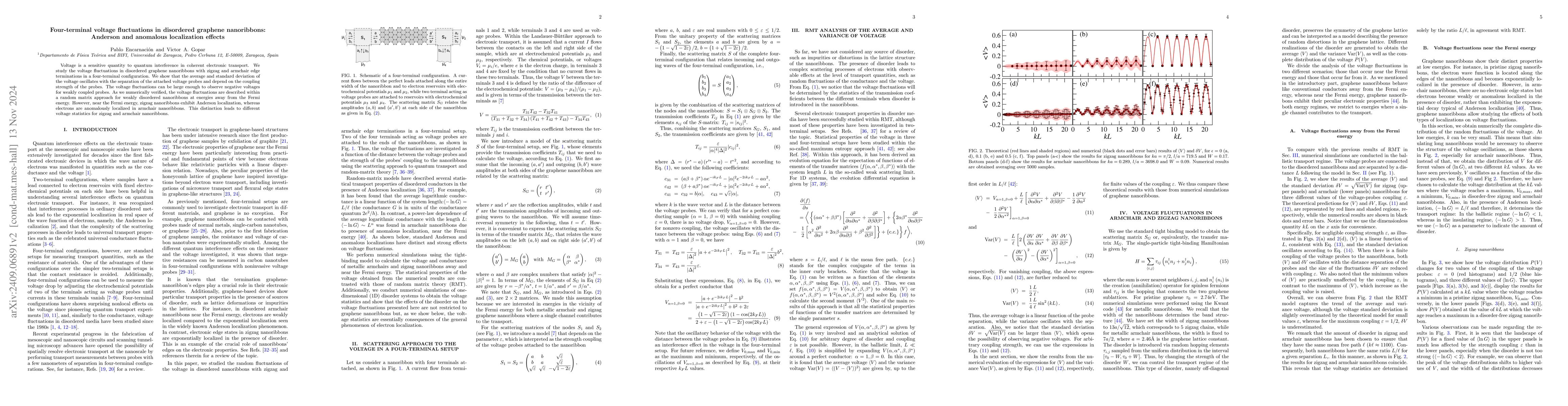 Thumbnail for Four-terminal voltage fluctuations in disordered graphene nanoribbons:
  Anderson and anomalous localization effects
