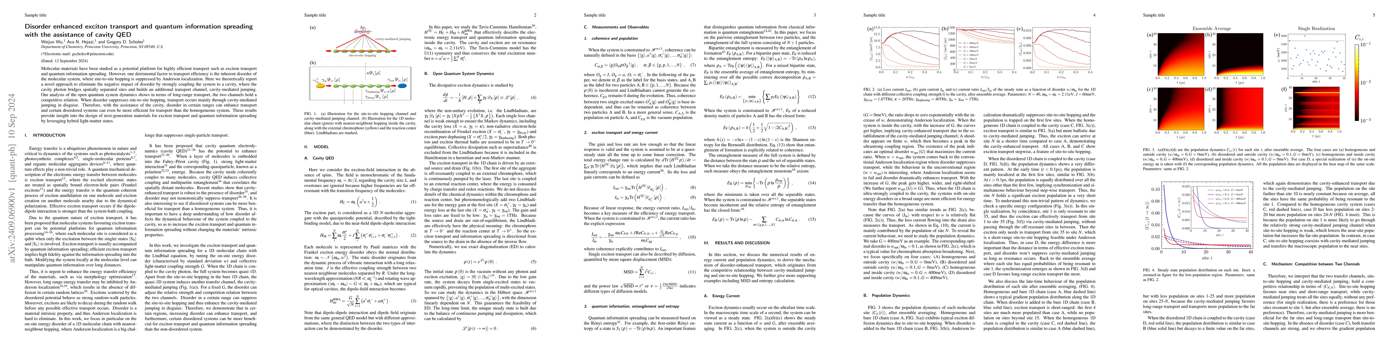 Thumbnail for Disorder enhanced exciton transport and quantum information spreading
  with the assistance of cavity QED