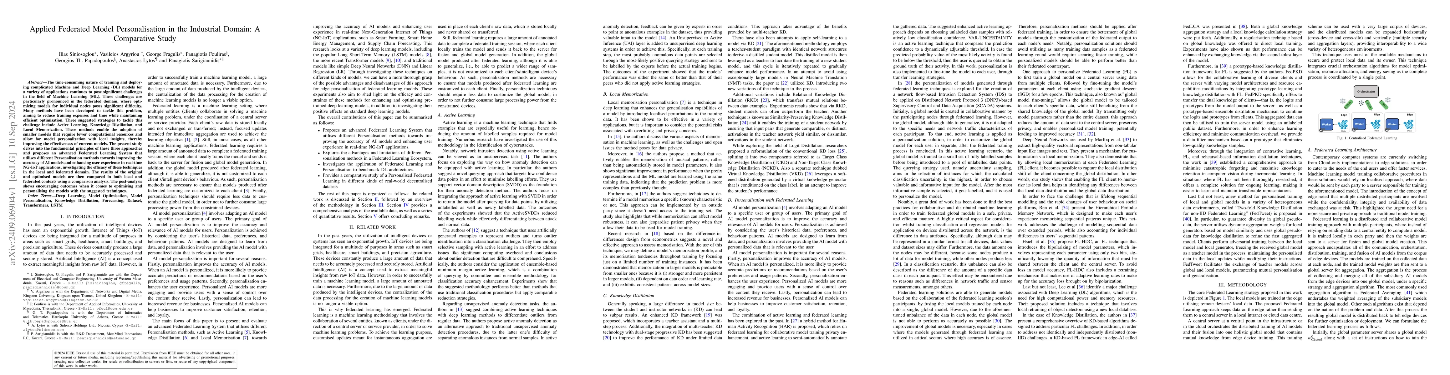 Thumbnail for Applied Federated Model Personalisation in the Industrial Domain: A
  Comparative Study