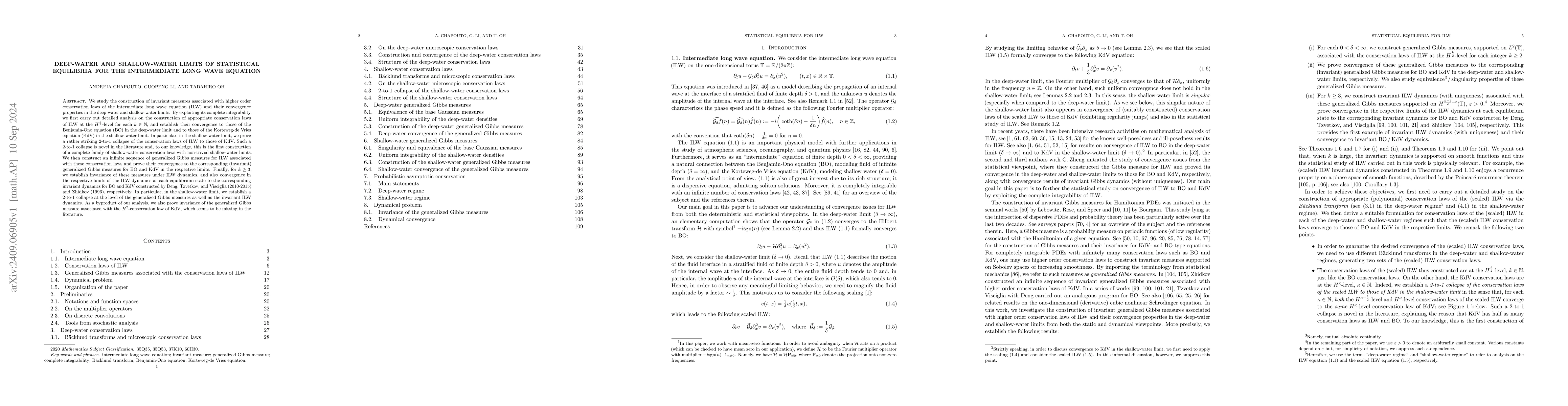 Thumbnail for Deep-water and shallow-water limits of statistical equilibria for the
  intermediate long wave equation