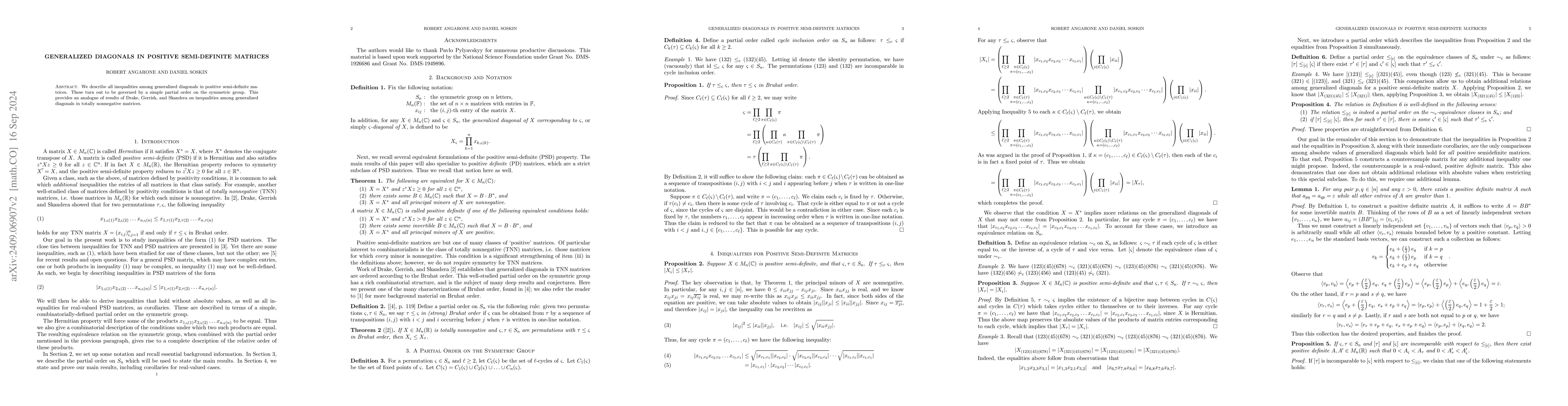 Thumbnail for Generalized Diagonals in Positive Semi-Definite Matrices