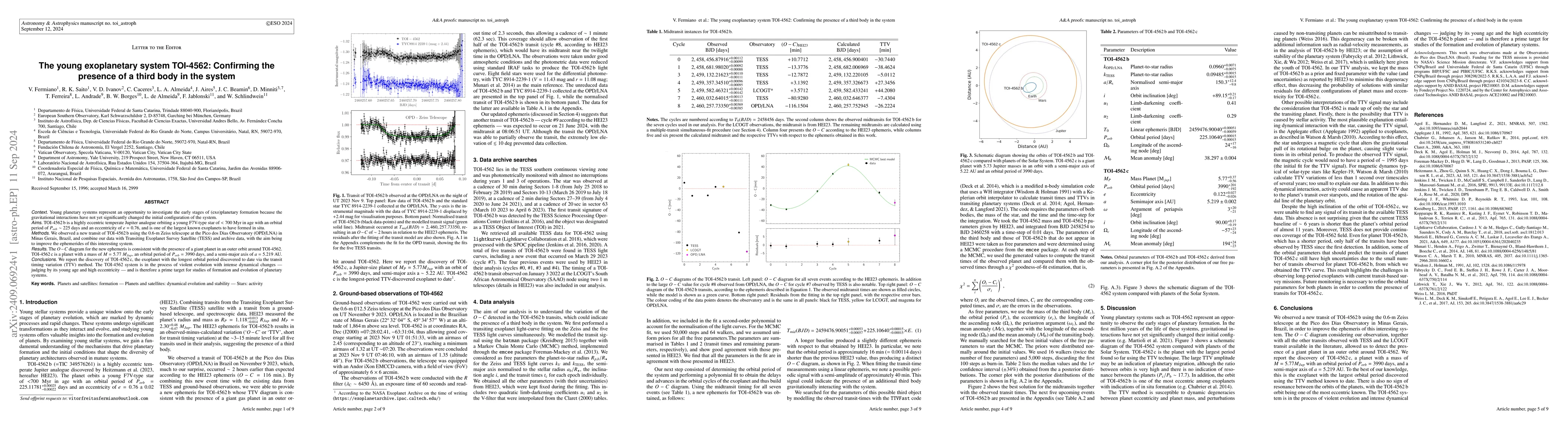 Thumbnail for The young exoplanetary system TOI-4562: Confirming the presence of a
  third body in the system
