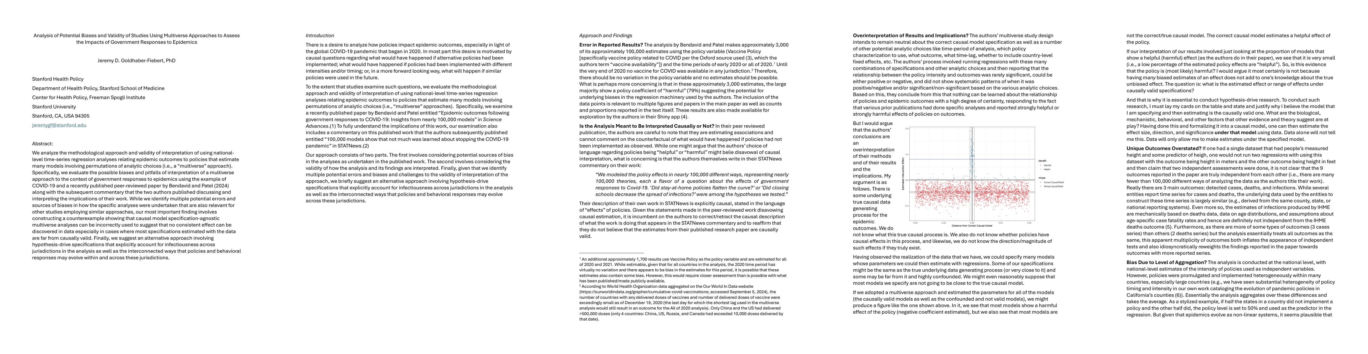 Thumbnail for Analysis of Potential Biases and Validity of Studies Using Multiverse
  Approaches to Assess the Impacts of Government Responses to Epidemics