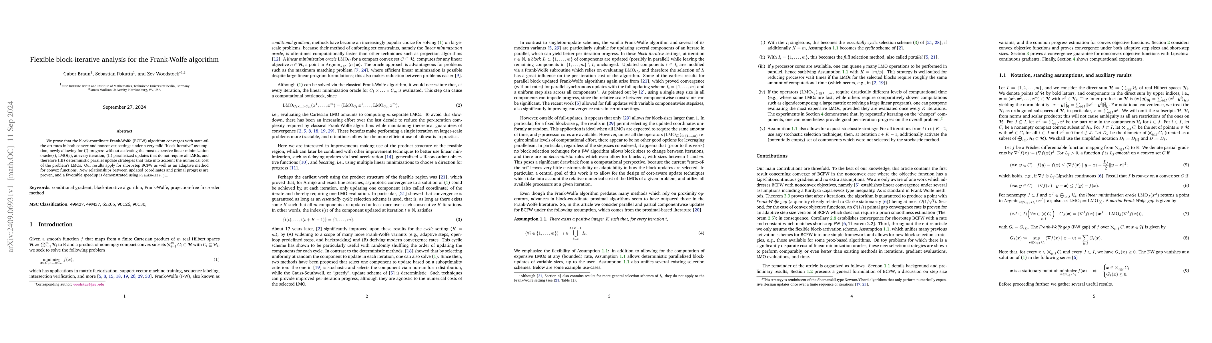 Thumbnail for Flexible block-iterative analysis for the Frank-Wolfe algorithm