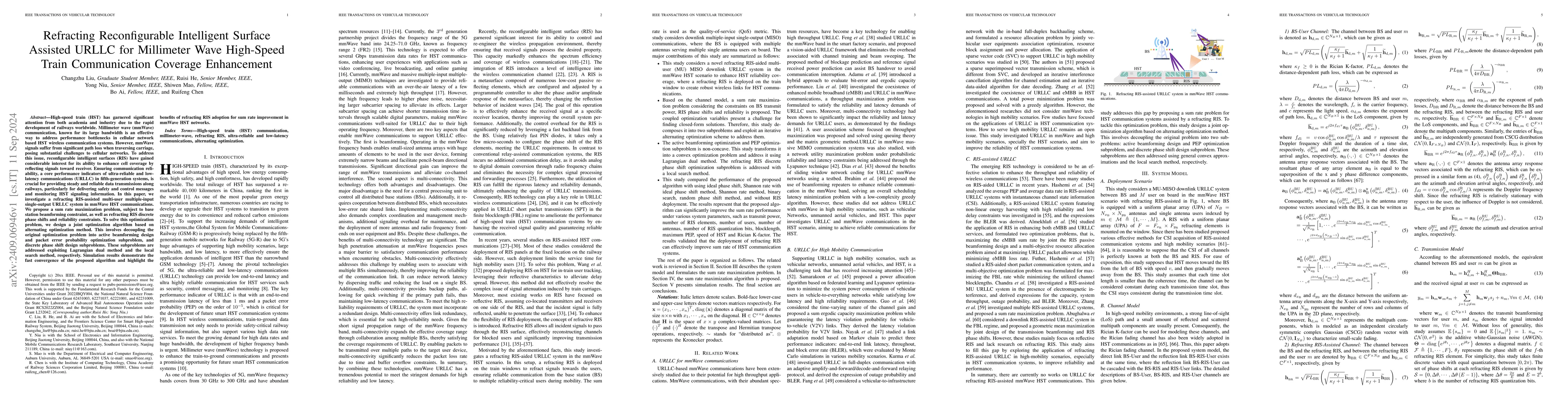 Thumbnail for Refracting Reconfigurable Intelligent Surface Assisted URLLC for
  Millimeter Wave High-Speed Train Communication Coverage Enhancement