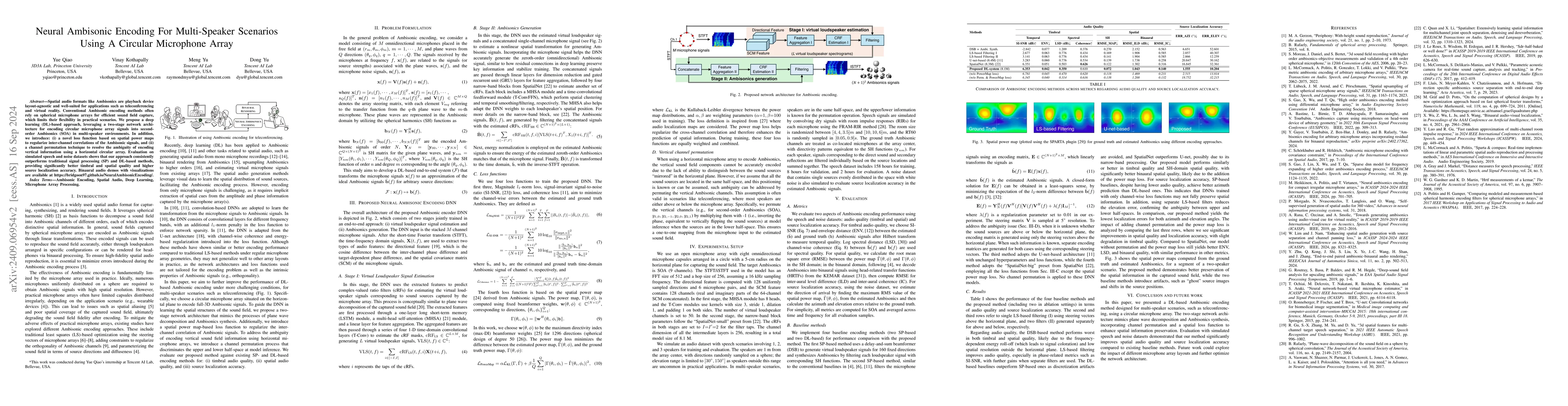 Thumbnail for Neural Ambisonic Encoding For Multi-Speaker Scenarios Using A Circular
  Microphone Array