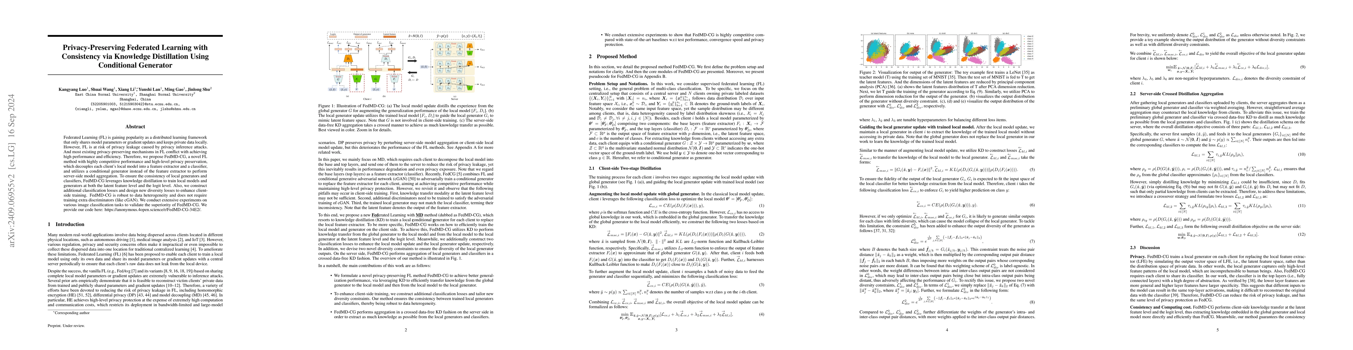 Thumbnail for Privacy-Preserving Federated Learning with Consistency via Knowledge
  Distillation Using Conditional Generator
