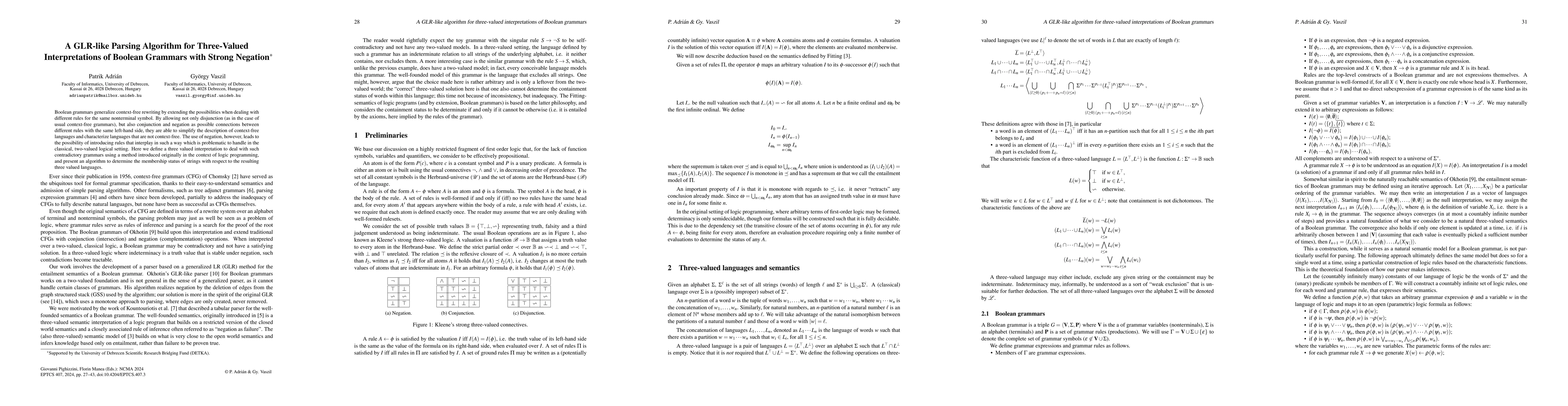 Thumbnail for A GLR-like Parsing Algorithm for Three-Valued Interpretations of Boolean
  Grammars with Strong Negation