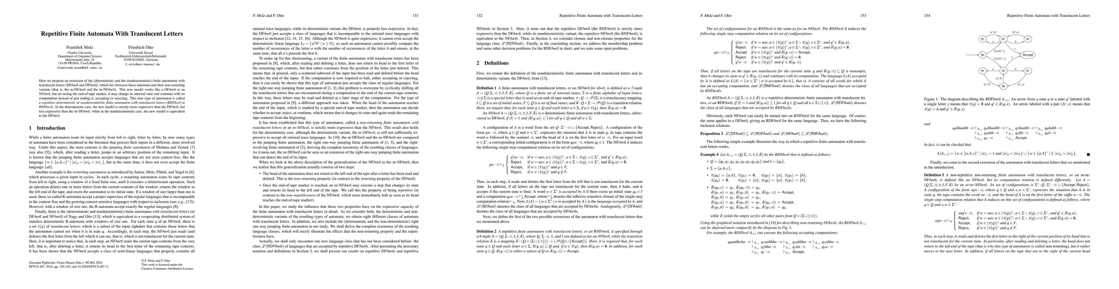 Thumbnail for Repetitive Finite Automata With Translucent Letters