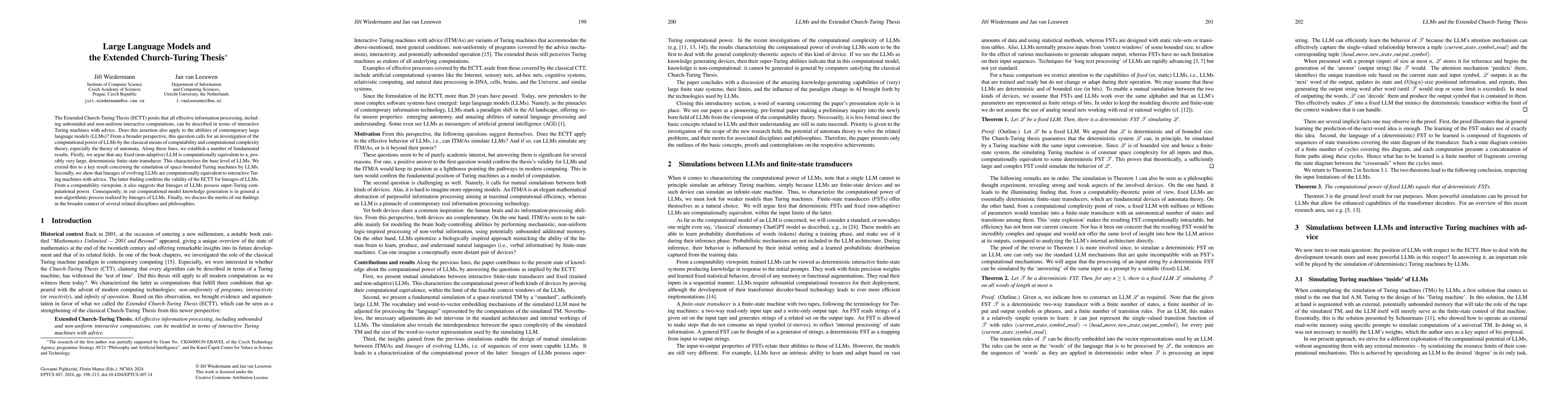 Thumbnail for Large Language Models and the Extended Church-Turing Thesis