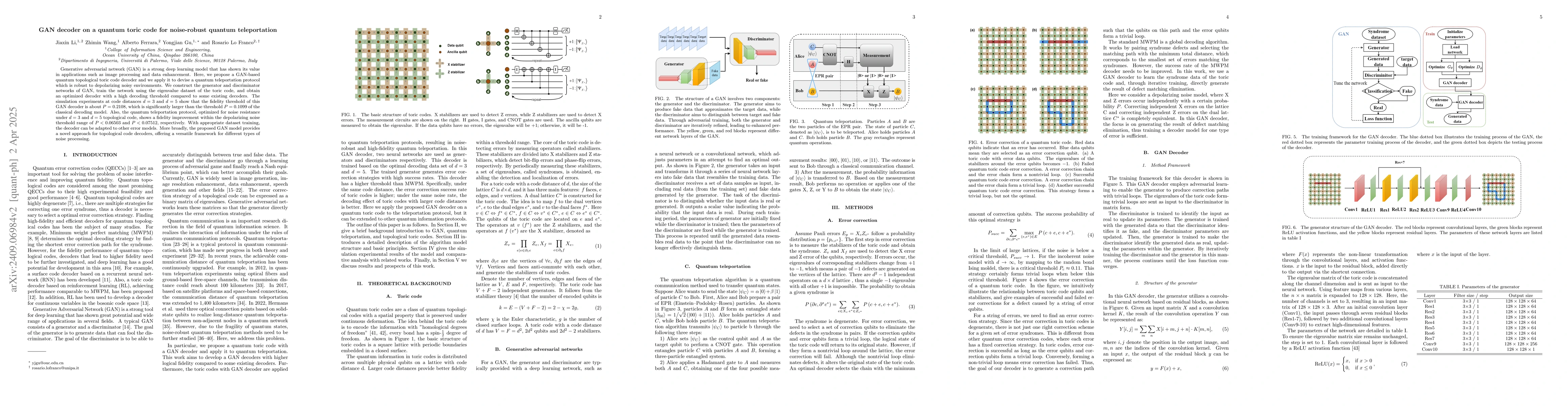 Thumbnail for GAN decoder on a quantum toric code for noise-robust quantum
  teleportation
