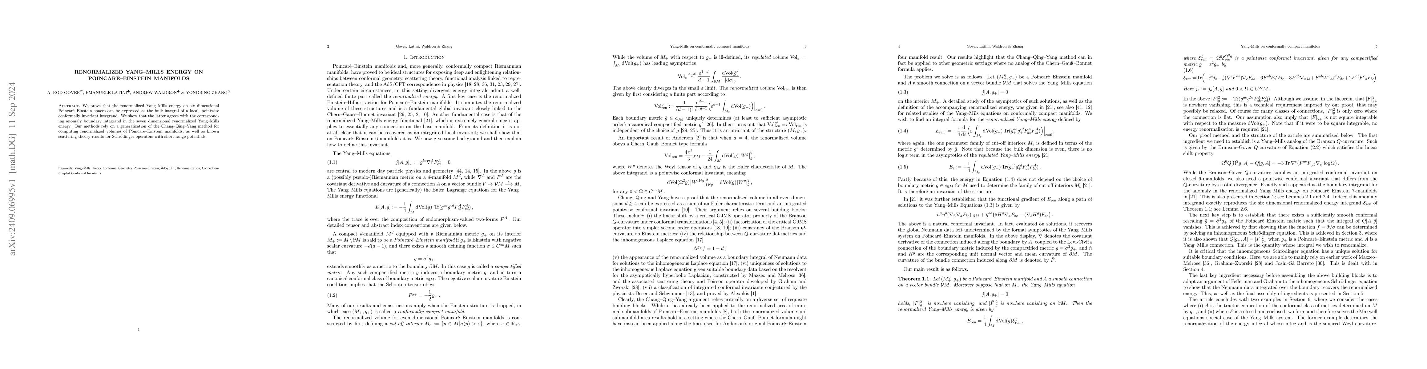 Thumbnail for Renormalized Yang-Mills Energy on Poincaré-Einstein Manifolds