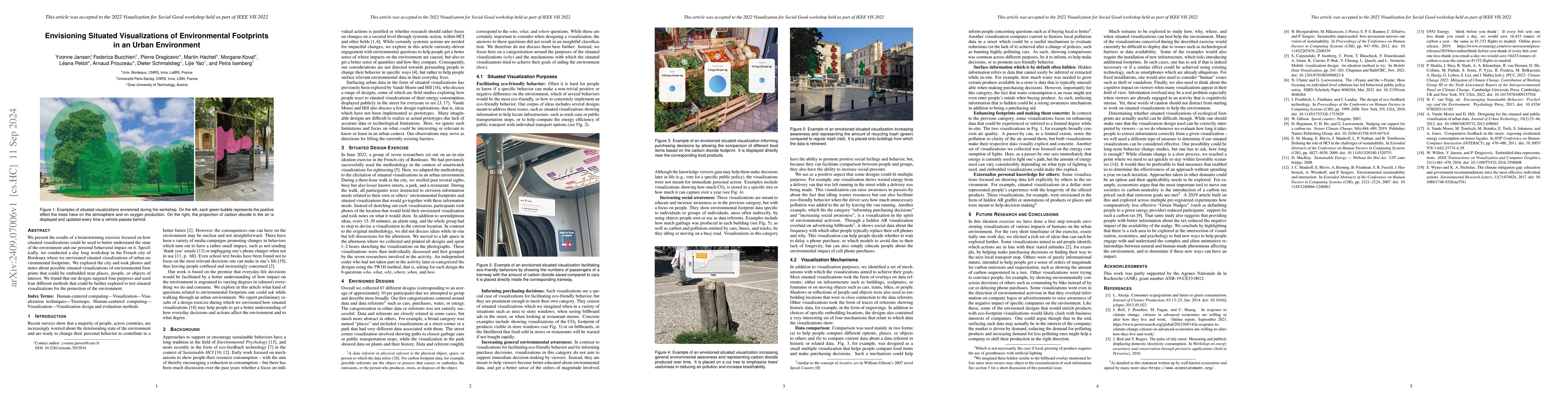 Thumbnail for Envisioning Situated Visualizations of Environmental Footprints in an
  Urban Environment