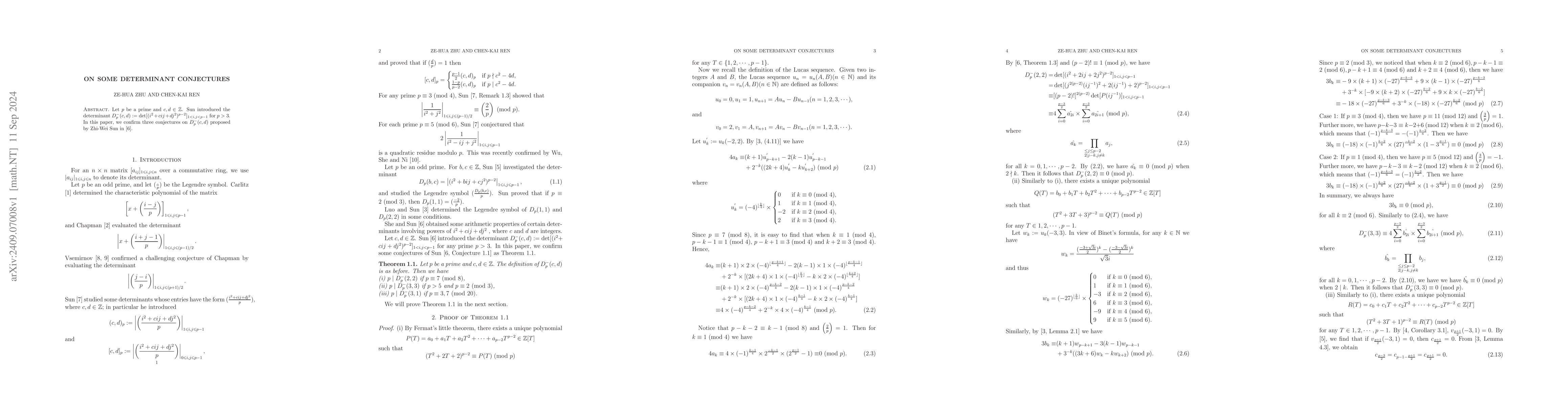 Thumbnail for On some determinant conjectures