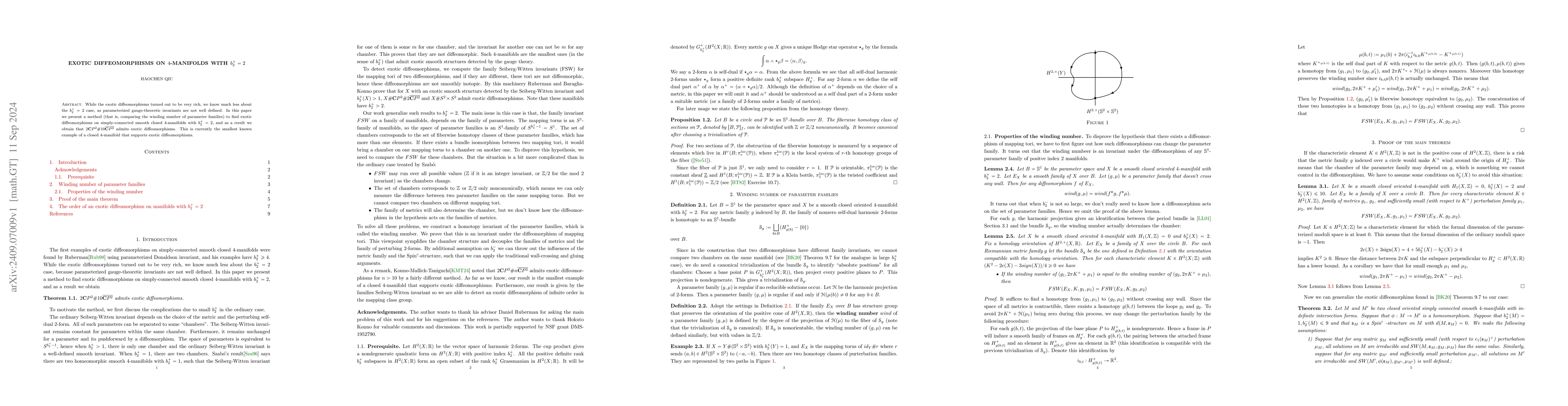 Thumbnail for Exotic diffeomorphisms on $4$-manifolds with $b_2^+ = 2$