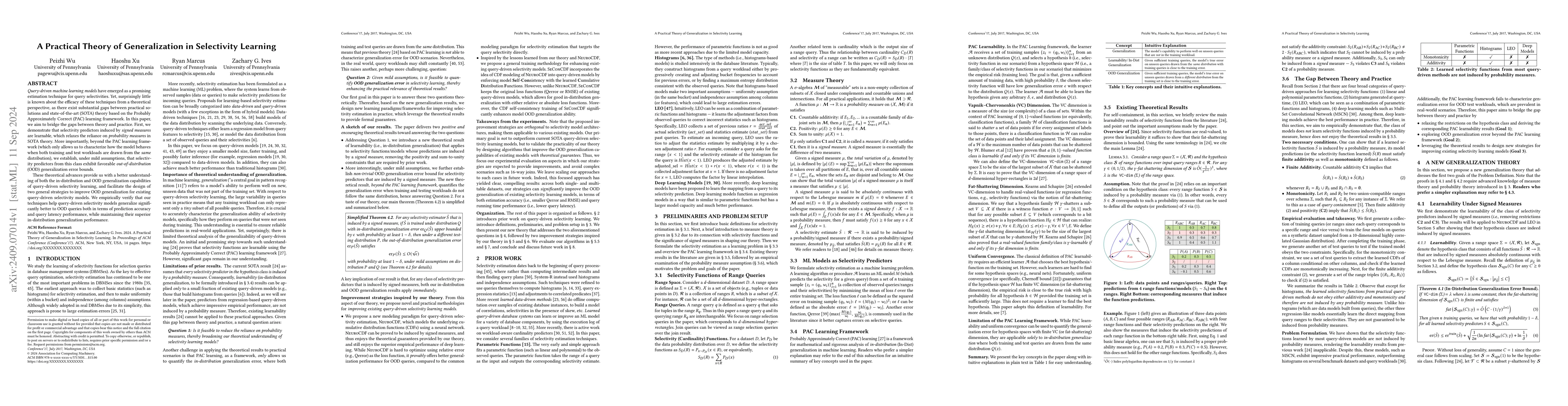 Thumbnail for A Practical Theory of Generalization in Selectivity Learning